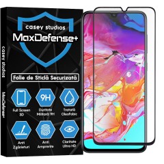 Folie Sticla CASEY STUDIOS pentru Samsung Galaxy A70 / A70s, Full Glue, Duritate Militara, Ultra HD, Protectie Profesionala Ecran 3D, Anti Zgarieturi, Anti Socuri, Margini Negre