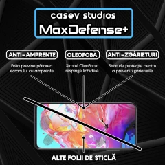 Folie Sticla CASEY STUDIOS pentru Samsung Galaxy A70 / A70s, Full Glue, Duritate Militara, Ultra HD, Protectie Profesionala Ecran 3D, Anti Zgarieturi, Anti Socuri, Margini Negre Negru