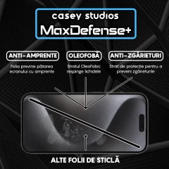 Folie Sticla iPhone 15 Pro Max Casey Studios Full Screen 9H + Kit de Instalare Cadou Negru
