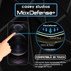 Folie Sticla iPhone 12/12 Pro Casey Studios Full Screen 9H + Kit de Instalare Cadou Negru