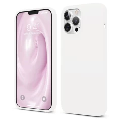 Husa iPhone 13 Pro Casey Studios Premium Soft Silicone - Nectarine Alb 