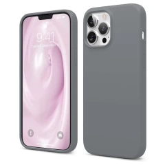 Husa iPhone 13 Pro Casey Studios Premium Soft Silicone - Nectarine Dark Gray 