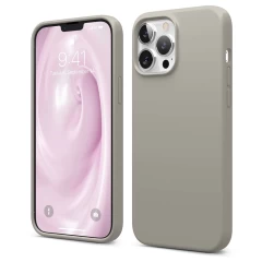 Husa iPhone 13 Pro Casey Studios Premium Soft Silicone - Nectarine Gray 
