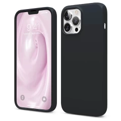 Husa iPhone 13 Pro Casey Studios Premium Soft Silicone - Nectarine Negru 