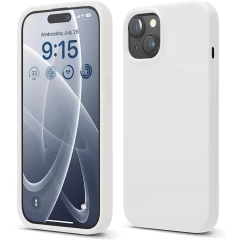 Husa iPhone 15 Casey Studios Premium Soft Silicone Alb 