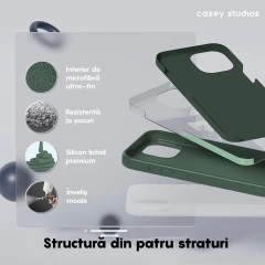 Husa iPhone 15 Casey Studios Premium Soft Silicone Webster Green