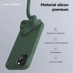 Husa iPhone 15 Casey Studios Premium Soft Silicone Webster Green