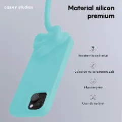 Husa iPhone 15 Casey Studios Premium Soft Silicone Turcoaz 