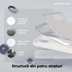 Husa iPhone 15 Plus Casey Studios Premium Soft Silicone Alb