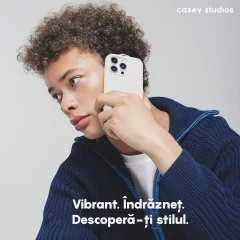 Husa iPhone 15 Plus Casey Studios Premium Soft Silicone Alb