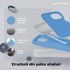 Husa iPhone 15 Plus Casey Studios Premium Soft Silicone Cadet Blue
