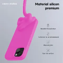Husa iPhone 15 Plus Casey Studios Premium Soft Silicone Fuchsia