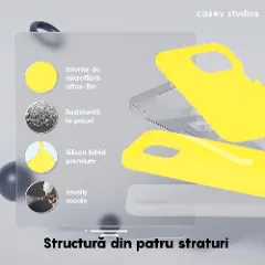 Husa iPhone 15 Pro Casey Studios Premium Soft Silicone Galben