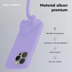 Husa iPhone 15 Pro Casey Studios Premium Soft Silicone Light Lilac 