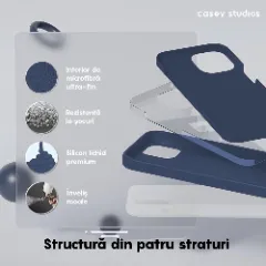 Husa iPhone 15 Pro Casey Studios Premium Soft Silicone Midnight Blue 