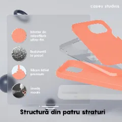Husa iPhone 15 Pro Casey Studios Premium Soft Silicone Nectarine 