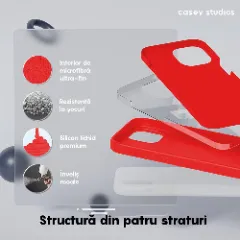 Husa iPhone 15 Pro Casey Studios Premium Soft Silicone Rosu 