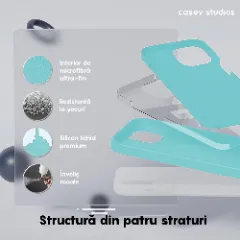 Husa iPhone 15 Pro Casey Studios Premium Soft Silicone Turcoaz 