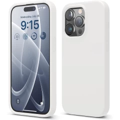 Husa iPhone 15 Pro Casey Studios Premium Soft Silicone Alb 
