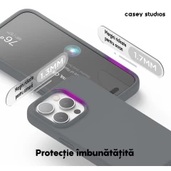 Husa iPhone 15 Pro Casey Studios Premium Soft Silicone Dark Grey