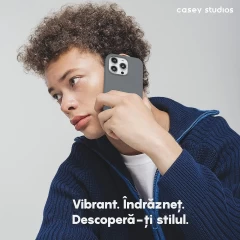 Husa iPhone 15 Pro Casey Studios Premium Soft Silicone Dark Grey