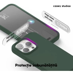 Husa iPhone 15 Pro Max Casey Studios Premium Soft Silicone Webster Green