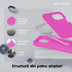 Husa iPhone 15 Pro Max Casey Studios Premium Soft Silicone Fuchsia