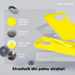 Husa iPhone 15 Pro Max Casey Studios Premium Soft Silicone Galben