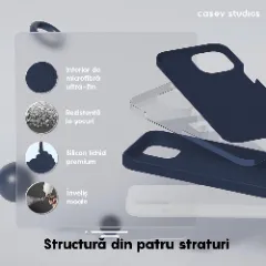 Husa iPhone 15 Pro Max Casey Studios Premium Soft Silicone Midnight Blue 