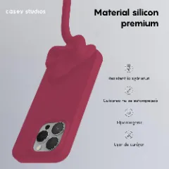 Husa iPhone 15 Pro Max Casey Studios Premium Soft Silicone Burgundy