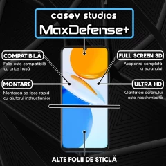 Folie Sticla CASEY STUDIOS compatibila cu Honor X7, Full Glue, Duritate Militara, Ultra HD, Anti Zgarieturi, Anti Amprente, Anti Socuri, Margini Negre Negru