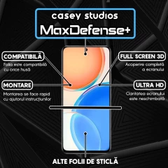 Folie Sticla CASEY STUDIOS compatibila cu Honor X8 4G / X8a, Full Glue, Duritate Militara, Ultra HD, Anti Zgarieturi, Anti Amprente, Anti Socuri, Margini Negre Negru
