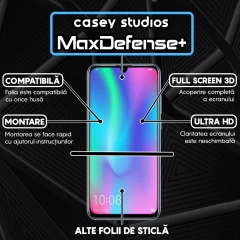 Folie Sticla CASEY STUDIOS compatibila cu Huawei Honor 10 Lite / Honor 20 Lite / P Smart 2019 / P Smart Plus 2019, Full Glue, Duritate Militara, Ultra HD, Anti Zgarieturi, Anti Amprente, Anti Socuri, Margini Negre Negru