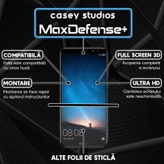 Folie Sticla CASEY STUDIOS compatibila cu Huawei Mate 10 Lite, Full Glue, Duritate Militara, Ultra HD, Anti Zgarieturi, Anti Amprente, Anti Socuri, Margini Negre Negru