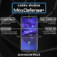 Folie Sticla CASEY STUDIOS compatibila cu Huawei Mate 20 Lite / Nova 3 / Nova 3i / P Smart Plus, Full Glue, Duritate Militara, Ultra HD, Anti Zgarieturi, Anti Amprente, Anti Socuri, Margini Negre Negru