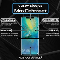 Folie Sticla CASEY STUDIOS compatibila cu Huawei Mate 20 Pro, Full Glue, Duritate Militara, Ultra HD, Anti Zgarieturi, Anti Amprente, Anti Socuri, Margini Negre Negru