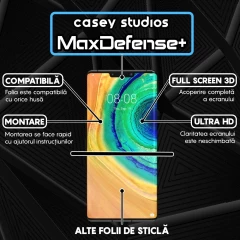 Folie Sticla CASEY STUDIOS compatibila cu Huawei Mate 30 Pro / Mate 30 Pro 5G, Full Glue, Duritate Militara, Ultra HD, Anti Zgarieturi, Anti Amprente, Anti Socuri, Margini Negre Negru