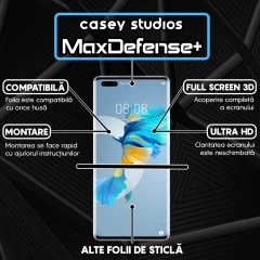 Folie Sticla CASEY STUDIOS compatibila cu Huawei Mate 40 Pro, Full Glue, Duritate Militara, Ultra HD, Anti Zgarieturi, Anti Amprente, Anti Socuri, Margini Negre Negru