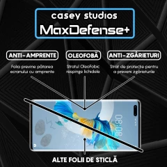Folie Sticla CASEY STUDIOS compatibila cu Huawei Mate 40 Pro, Full Glue, Duritate Militara, Ultra HD, Anti Zgarieturi, Anti Amprente, Anti Socuri, Margini Negre Negru