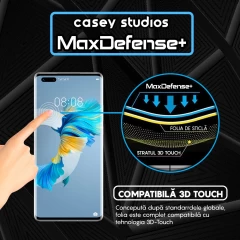 Folie Sticla CASEY STUDIOS compatibila cu Huawei Mate 40 Pro, Full Glue, Duritate Militara, Ultra HD, Anti Zgarieturi, Anti Amprente, Anti Socuri, Margini Negre Negru