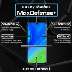 Folie Sticla CASEY STUDIOS compatibila cu Huawei P Smart 2020, Full Glue, Duritate Militara, Ultra HD, Anti Zgarieturi, Anti Amprente, Anti Socuri, Margini Negre Negru