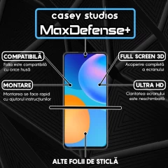 Folie Sticla CASEY STUDIOS compatibila cu Huawei P smart 2021, Full Glue, Duritate Militara, Ultra HD, Anti Zgarieturi, Anti Amprente, Anti Socuri, Margini Negre Negru