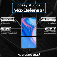 Folie Sticla CASEY STUDIOS compatibila cu Huawei P Smart Z / Y9 Prime 2019, Full Glue, Duritate Militara, Ultra HD, Anti Zgarieturi, Anti Amprente, Anti Socuri, Margini Negre Negru