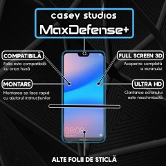Folie Sticla CASEY STUDIOS compatibila cu Huawei P20 lite, Full Glue, Duritate Militara, Ultra HD, Anti Zgarieturi, Anti Amprente, Anti Socuri, Margini Negre Negru