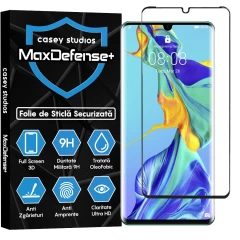 Folie Sticla CASEY STUDIOS compatibila cu Huawei P30 Pro / P30 Pro New Edition, Full Glue, Duritate Militara, Ultra HD, Anti Zgarieturi, Anti Amprente, Anti Socuri, Margini Negre Negru