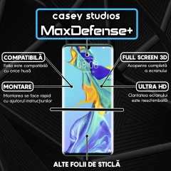 Folie Sticla CASEY STUDIOS compatibila cu Huawei P30 Pro / P30 Pro New Edition, Full Glue, Duritate Militara, Ultra HD, Anti Zgarieturi, Anti Amprente, Anti Socuri, Margini Negre Negru
