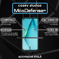 Folie Sticla CASEY STUDIOS compatibila cu Huawei P40 Lite 5G, Full Glue, Duritate Militara, Ultra HD, Anti Zgarieturi, Anti Amprente, Anti Socuri, Margini Negre Negru