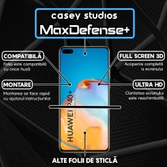 Folie Sticla CASEY STUDIOS compatibila cu Huawei P40, Full Glue, Duritate Militara, Ultra HD, Anti Zgarieturi, Anti Amprente, Anti Socuri, Margini Negre Negru