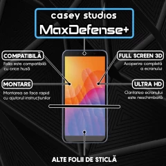 Folie Sticla CASEY STUDIOS compatibila cu Huawei Y5p, Full Glue, Duritate Militara, Ultra HD, Anti Zgarieturi, Anti Amprente, Anti Socuri, Margini Negre Negru