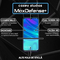 Folie Sticla CASEY STUDIOS compatibila cu Huawei Y7 2019 / Y7 Prime 2019 / Y7 Pro 2019, Full Glue, Duritate Militara, Ultra HD, Anti Zgarieturi, Anti Amprente, Anti Socuri, Margini Negre Negru